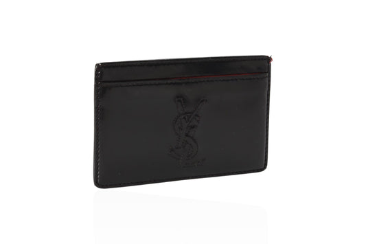 Yves Saint Laurent YSL Leather Black Wallet Card Holder Case Cardholder