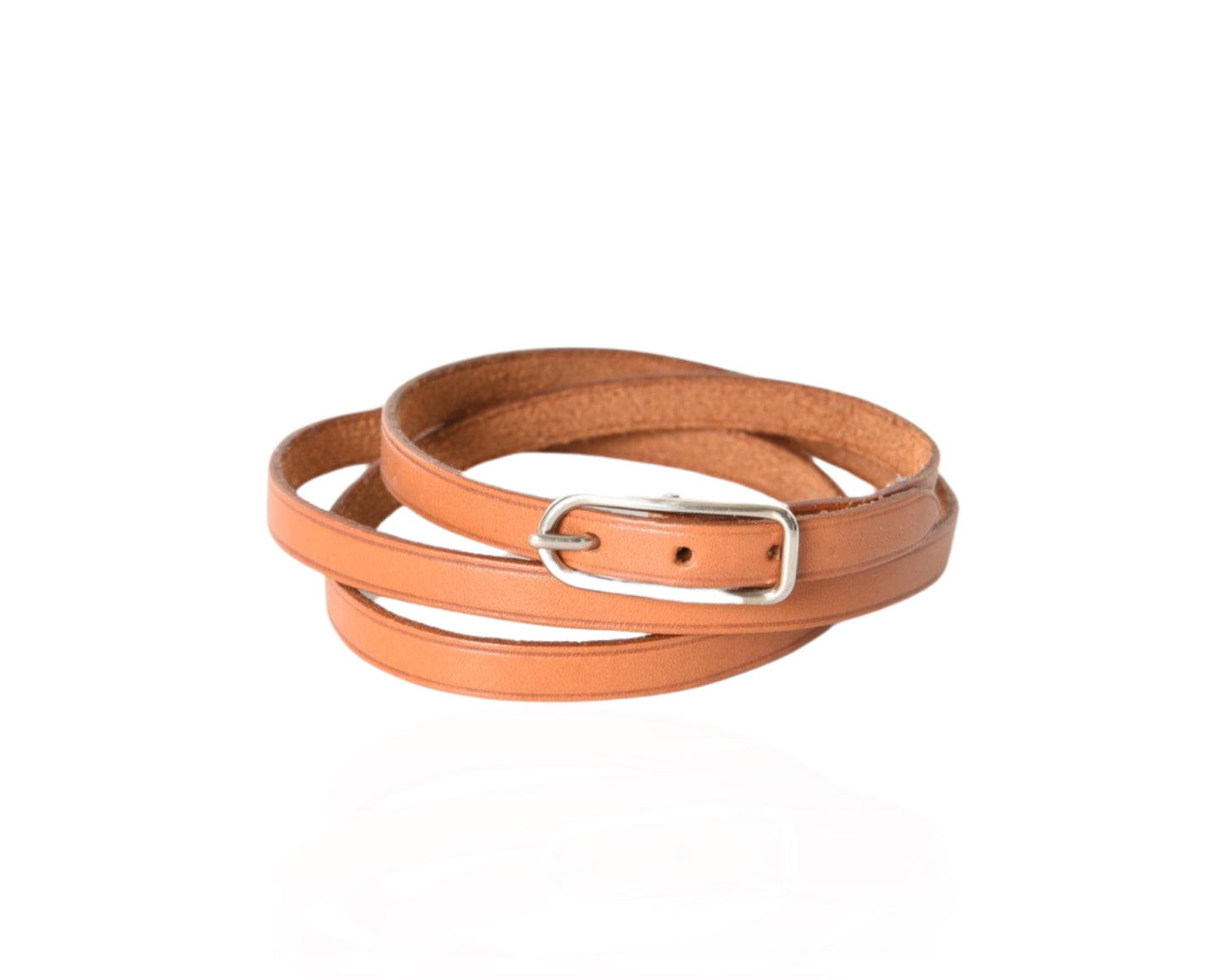 Hermès Leather Hapi 3 Brown Bracelet