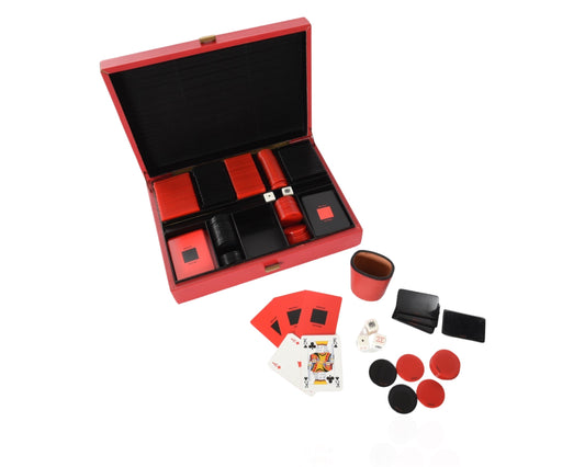 Prada Saffiano Red Leather Poker Set Playing Cards Game