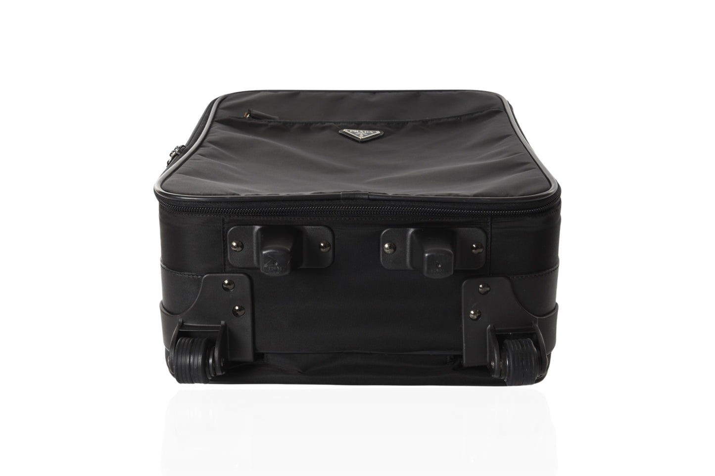 Prada Black Tessuto Nylon Leather Suitcase Rolling Travel Luggage Cabin Bag Trolley