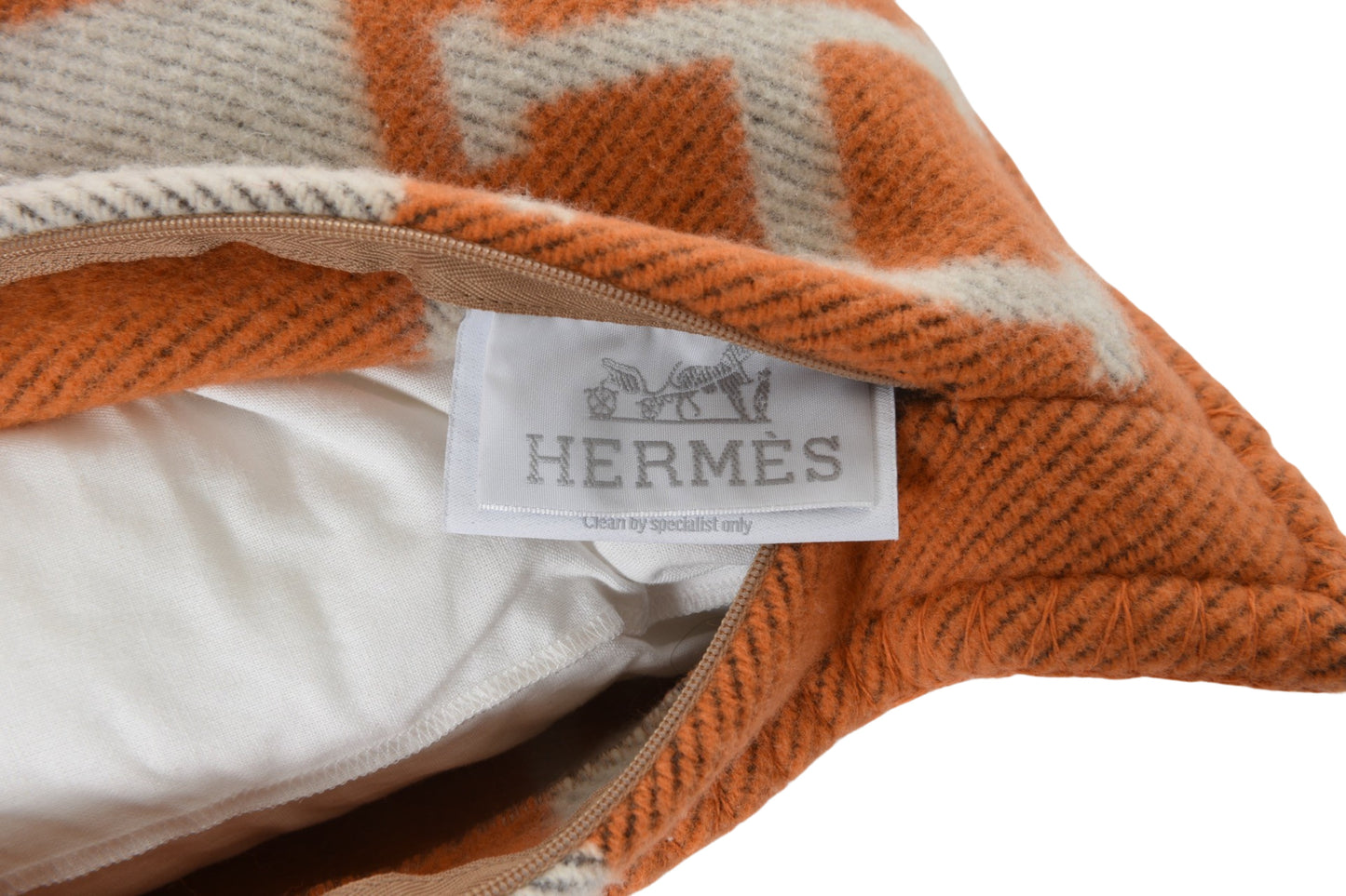 Hermès Avalon Pillow Merino Wool Cashmere Orange