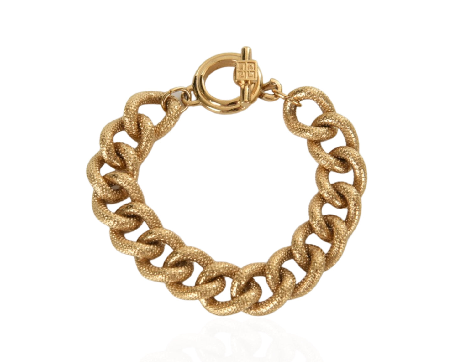 Givenchy Chunky Wide Gold Link Metal Shimmer Bracelet