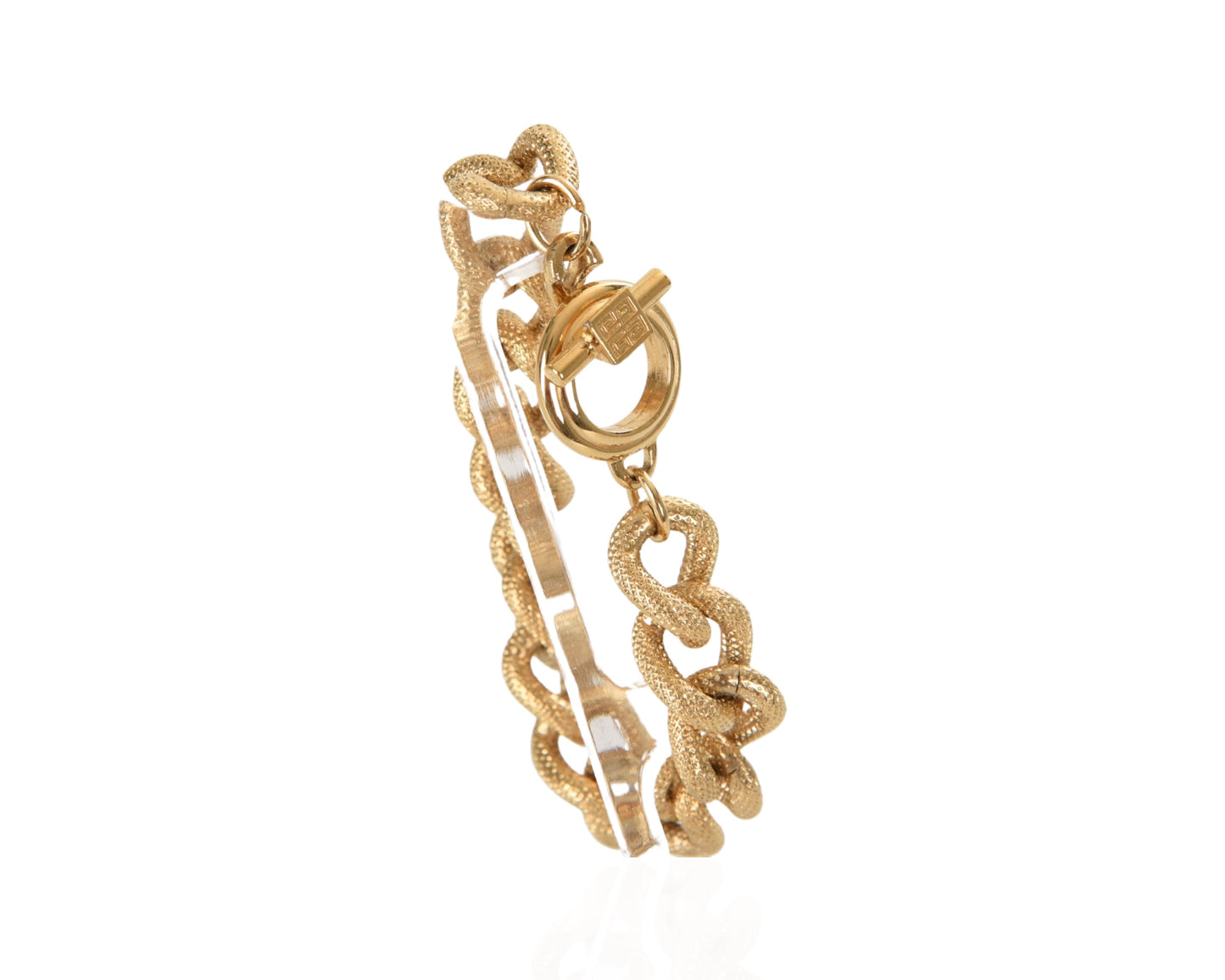 Givenchy Chunky Wide Gold Link Metal Shimmer Bracelet