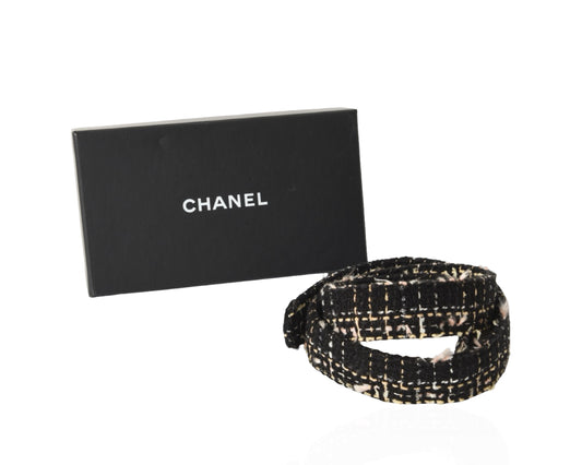 Chanel Tweed Belt Black Multicolor Vintage