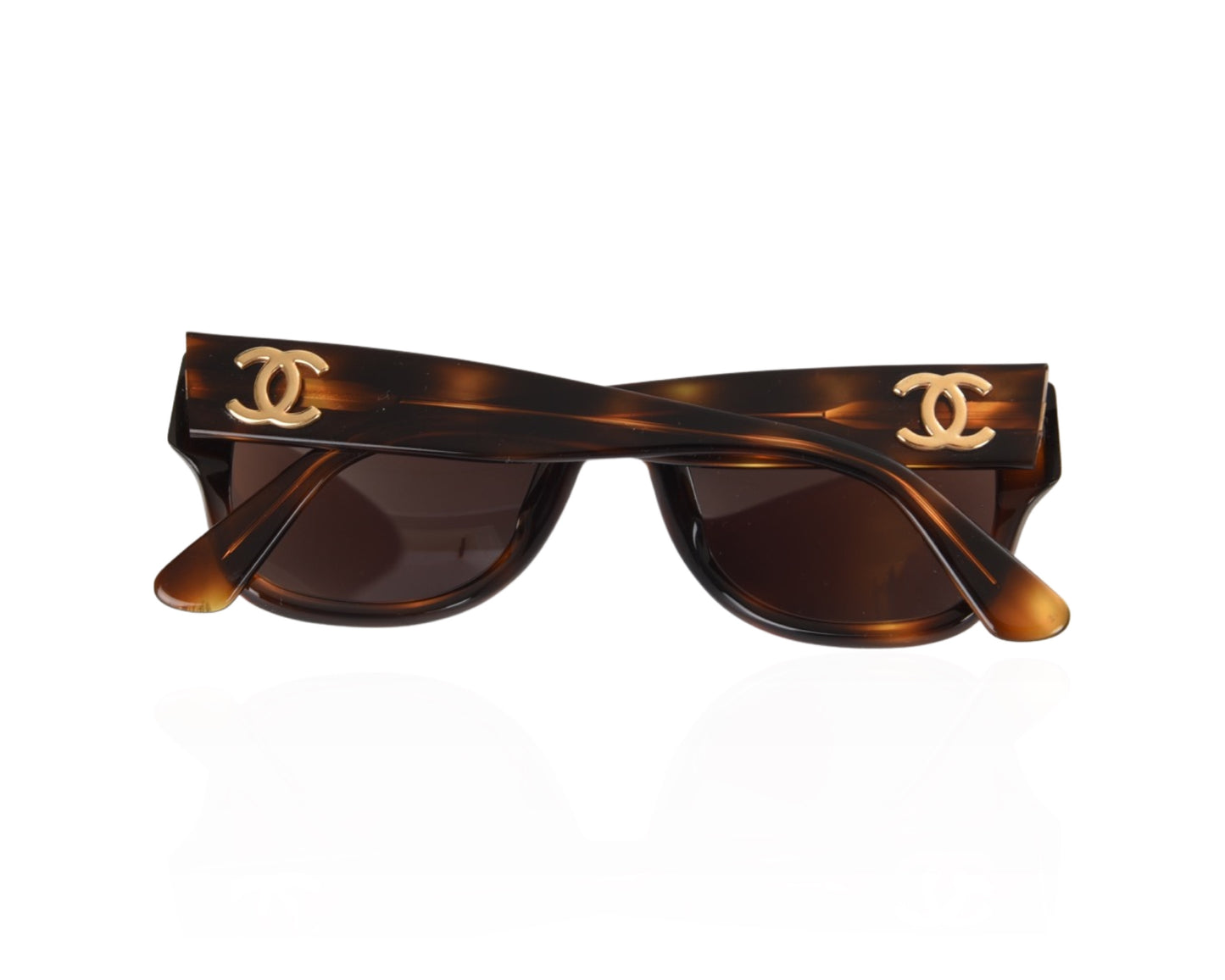 Chanel CC Logo Brown Tortoise Sunglasses Vintage