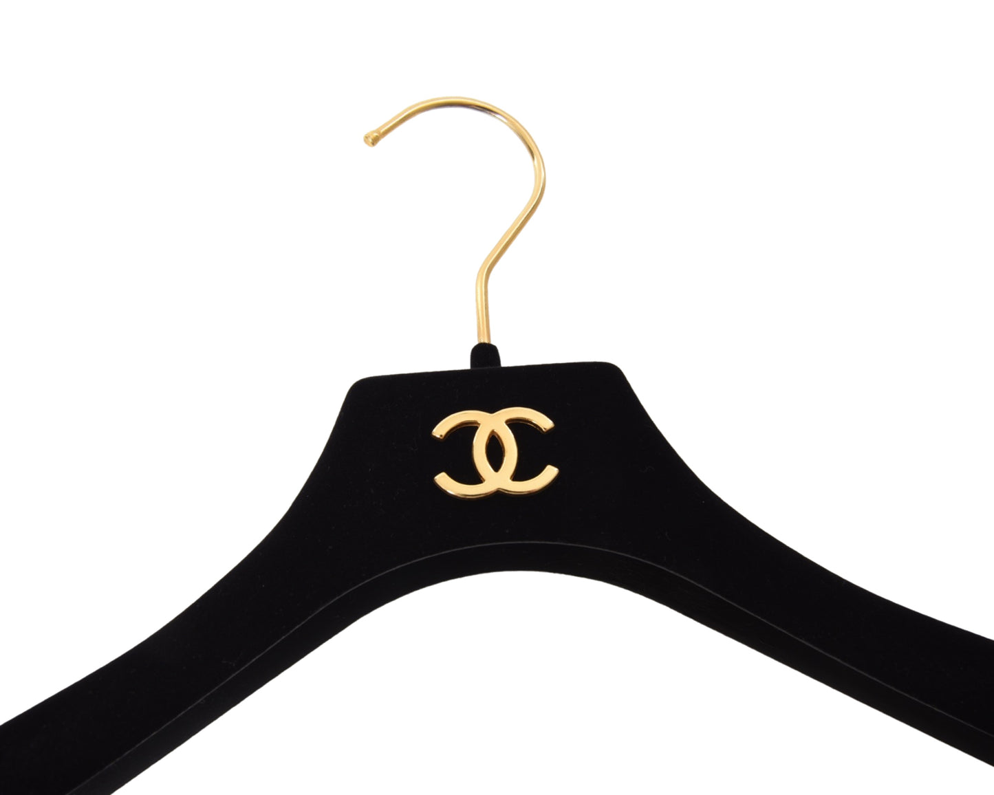 Chanel Coco Clothing Suit Hanger Black Gold Velvet Vintage