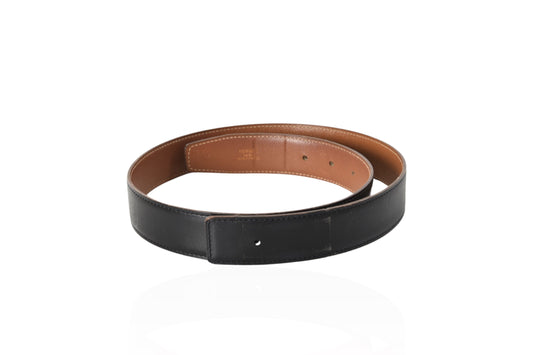 Hermès Leather Strap Belt 38 mm Black Brown Reversible