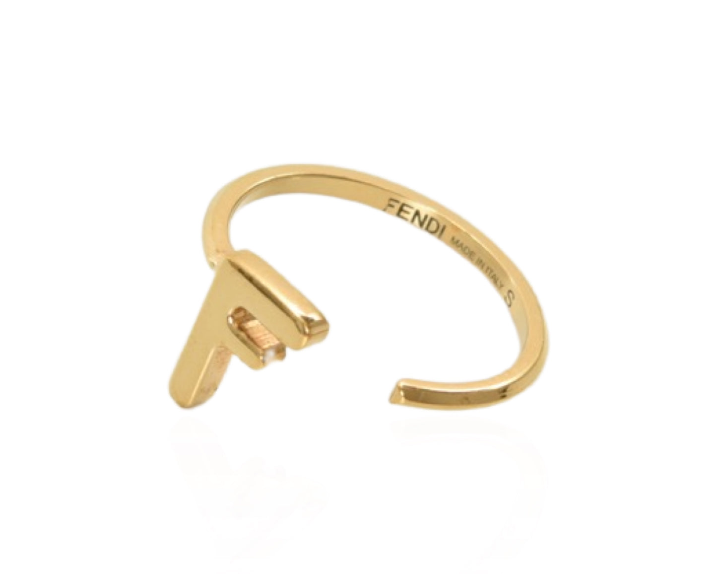 Fendi Gold Tone F Logo Ring Jewelry