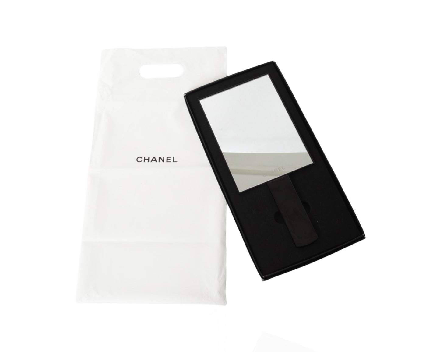 Chanel Black Hand Mirror Vanity Vintage CC Logo